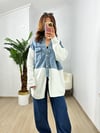 CDBR3721Beyaz Jean Mix Tasarım Hırka