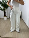CDBR3639Beyaz Kargo Cep Denim Pantolon