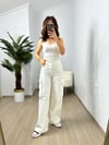 CDBR3639Beyaz Kargo Cep Denim Pantolon