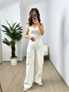 CDBR3639Beyaz Kargo Cep Denim Pantolon