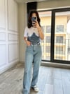 CDBR34537Beyaz Vatkalı Denim Tasarım Tshirt