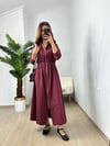 CDBR3673Bordo Orjinal MSSM Marka Önden Fermuarlı Elbise