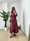 CDBR3673Bordo Orjinal MSSM Marka Önden Fermuarlı Elbise