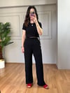 CDBR3852Bubble Siyah Crop Pantolon Takım