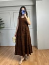 CDBR3879Chelsa Kahve Siyah Kolsuz Maxi Boy Elbise