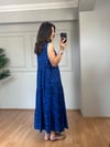 CDBR3949Chelsa Mavi Siyah Kolsuz Maxi Boy Elbise