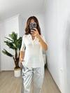 CDBR3647Ekru Delikli Polo Yaka Triko