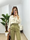 CDBR3733Ekru Dokulu Tensel Kumaş Oversize Gömlek