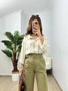 CDBR3733Ekru Dokulu Tensel Kumaş Oversize Gömlek