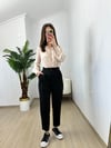CDBR3819Emily Siyah Krep Kumaş Havuç Kesim Pantolon