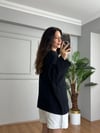 CDBR4609Ferra Siyah Oversize Müslin Ceket 