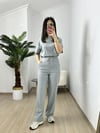 CDBR3838Fezza Gri Pike Modal Kumaş Kısa Kol Eşofman Takımı