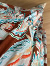 CDBR4376Flora Kahve Turkuaz Viskon Maxi Boy Elbise