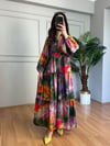 CDBR4390Flora Pembe Botanik Desen Viskon Maxi Boy Elbise 