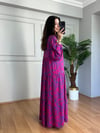 CDBR4514Flora Pembe-Mavi Viskon Maxi Boy Elbise 