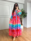 CDBR4412Flora Pembe Mor Viskon Maxi Boy Elbise
