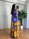 CDBR4394Flora Sarı Mor Viskon Maxi Boy Elbise