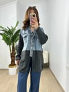 CDBR3719Füme Jean Mix Tasarım Hırka