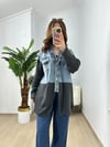CDBR3719Füme Jean Mix Tasarım Hırka