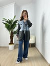 CDBR3719Füme Jean Mix Tasarım Hırka