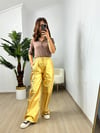 CDBR3649Gold Varaklı Bol Pantolon