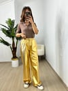 CDBR3649Gold Varaklı Bol Pantolon