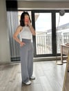 CDBR34514Gri Korsaj Kemerli Palazzo Pantolon