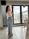 CDBR34514Gri Korsaj Kemerli Palazzo Pantolon