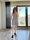 CDBR3527Gri Orjinal Massimo Şortlu Keten Takım