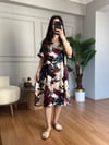 CDBR4282Helin Bordo Geometrik Desen Pamuk Viskon Midi Boy Elbise