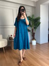CDBR4278Helin Mavi Hareli  Pamuk Viskon Midi Boy Elbise