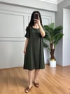 CDBR4270Helin Zümrüt Tek Renk Desen Pamuk Viskon Midi Boy Elbise