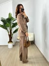 CDBR3636Kahve Kuşaklı Blazer Ceket Pantolon Takım