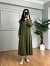 CDBR4257Karina Haki Fermuarlı Cepli Basic Elbise