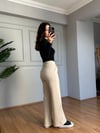 CDBR4086Kendy Krem Likralı Bel Çift Düğmeli Palazzo Pantolon