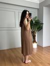 CDBR4424Kety Kahve Keten Kalın Askılı Elbise