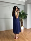 CDBR4426Kety Lacivert Keten Kalın Askılı Elbise