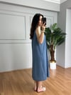 CDBR4423Kety Mavi  Keten Kalın Askılı Elbise