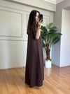 CDBR4444Khalesi  Kahve Müslin Kumaş Elbise