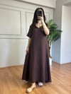 CDBR4444Khalesi  Kahve Müslin Kumaş Elbise