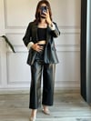 CDBR336Kolu Katlamalı Deri Blazer Ceket