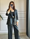 CDBR336Kolu Katlamalı Deri Blazer Ceket