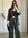 CDBR336Kolu Katlamalı Deri Blazer Ceket