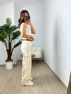 CDBR3664Krem Kargo Cep Denim Pantolon
