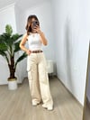 CDBR3664Krem Kargo Cep Denim Pantolon