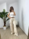 CDBR3664Krem Kargo Cep Denim Pantolon