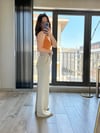 CDBR3512Krem Keten Önden Dikişli Bol Pantolon