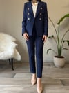 Lacivert Çizgili Blazer Ceket