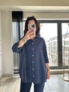 CDBR3497Lacivert Poplin Keten Çizgili Gömlek