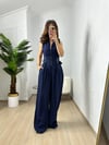 CDBR3695Lacivert Premium Kalite Bel Ayarlı Tensel Kumaş Tulum